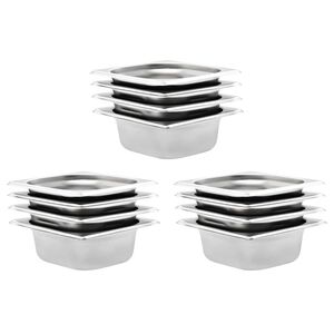vidaXL Gastron&aacute;doby 12 ks, GN 1/6, 65 mm, nehrdzavej&uacute;ca oceľ