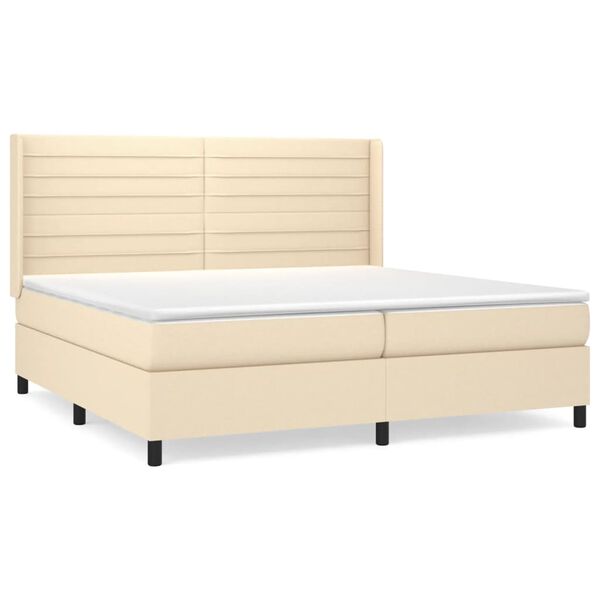 vidaXL Boxspring posteľ s matracom kr&eacute;mov&aacute; 200x200 cm l&aacute;tka
