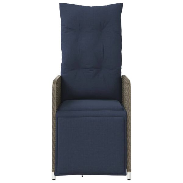 vidaXL Polohovacie z&aacute;hradn&eacute; kreslo s vank&uacute;&scaron;mi, siv&eacute;, polyratan