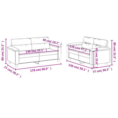 vidaXL 2-dielna sedacia súprava s vankúšmi béžová mikrovlákno