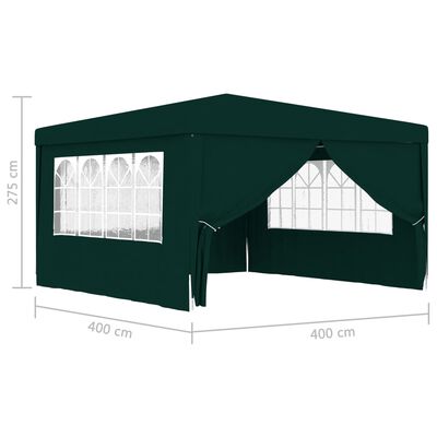 vidaXL Profesionálny párty stan+bočné steny 4x4 m, zelený 90 g/m²