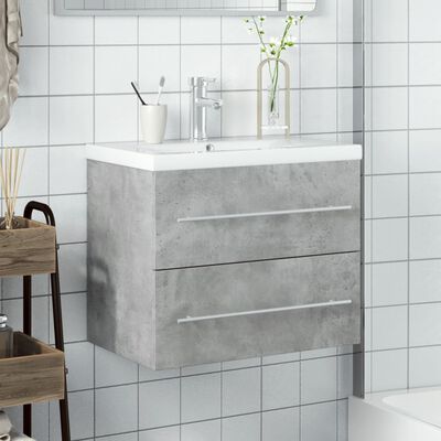 vidaXL Kúpeľňová umývadlová skrinka so zabudov. umývadlom betónovosivá