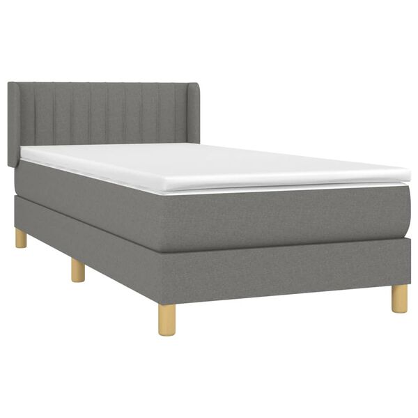 vidaXL Boxspring posteľ s matracom tmavosiv&aacute; 90x200 cm l&aacute;tka