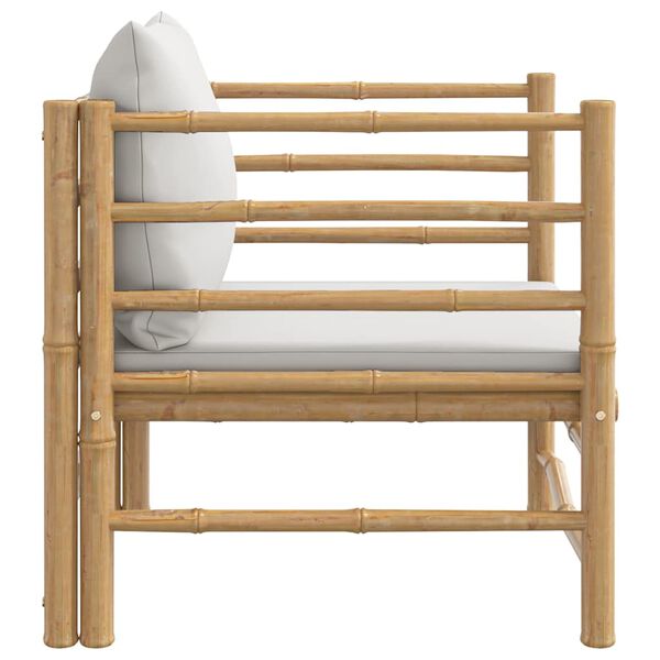 vidaXL Z&aacute;hradn&aacute; pohovka s bledosiv&yacute;mi podložkami bambus