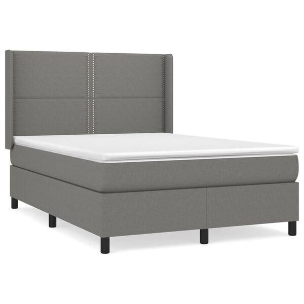 vidaXL Boxspring posteľ s matracom tmavosiv&aacute; 140x200 cm l&aacute;tka