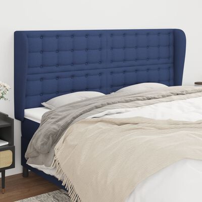 vidaXL Čelo postele so záhybmi modré 203x23x118/128 cm látka