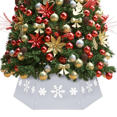 vidaXL Podložka pod vianočný stromček strieborná a biela Ø 68x25 cm