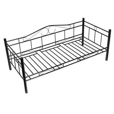 vidaXL Denná posteľ s matracom, čierna, kov 90x200 cm
