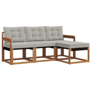 vidaXL Z&aacute;hradn&aacute; s&uacute;prava gaučov s vank&uacute;&scaron;om 4 pcs Pr&iacute;rodn&aacute; a svetlosiv&aacute;