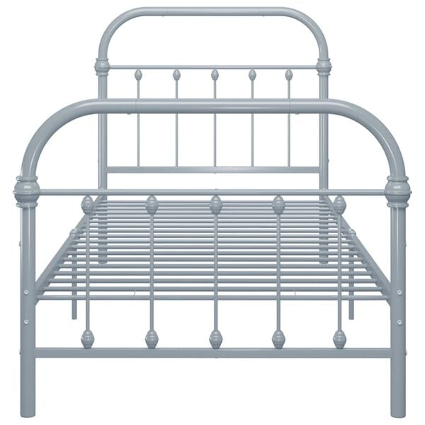 vidaXL Posteľn&yacute; r&aacute;m, siv&yacute;, kov 90x200 cm