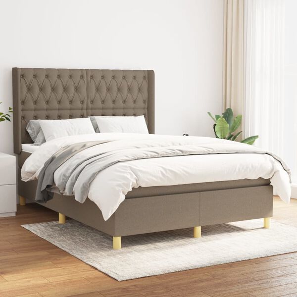 vidaXL Boxspring posteľ s matracom sivohned&yacute; 140x190 cm l&aacute;tka