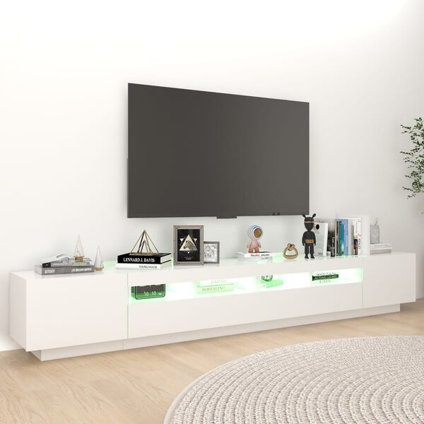 vidaXL TV skrinka s LED svetlami biela 260x35x40 cm