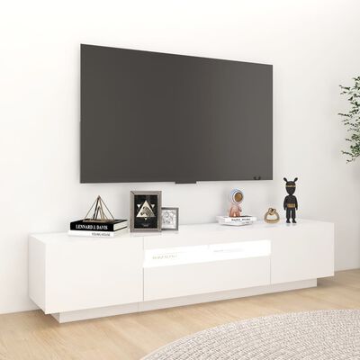 vidaXL TV skrinka s LED svetlami biela 180x35x40 cm