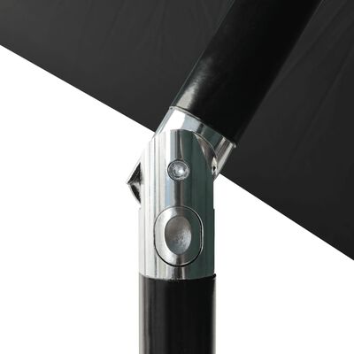 vidaXL Slnečník s LED a oceľovou tyčou čierny 2x3 m