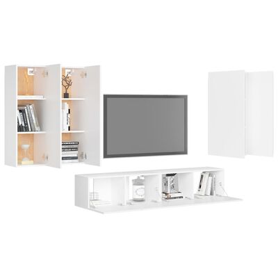 vidaXL 6-dielna súprava TV skriniek biela drevotrieska