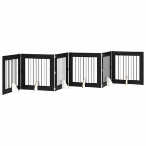 vidaXL Skladacia psia br&aacute;na so stojanmi 6 pcs Čierny dub 482 cm