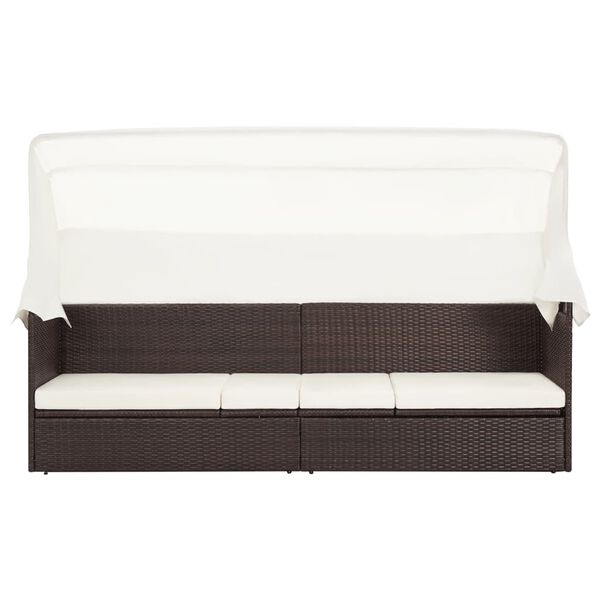 vidaXL Z&aacute;hradn&aacute; pohovka so strie&scaron;kou hned&aacute; polyratanov&aacute;