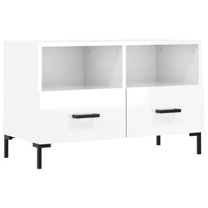 vidaXL TV skrinka leskl&aacute; biela 80x36x50 cm spracovan&eacute; drevo