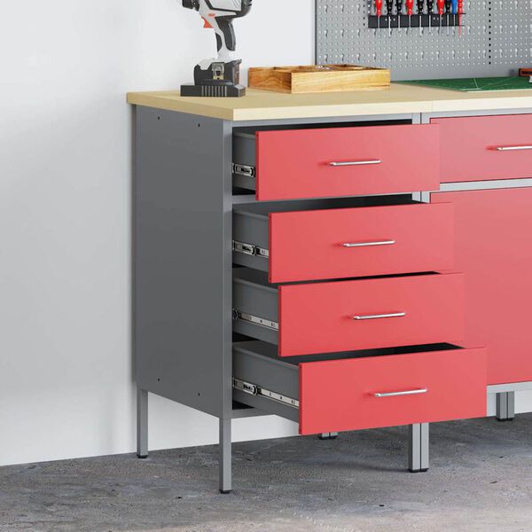 vidaXL Pracovn&yacute; st&ocirc;l so z&aacute;suvkou Červen&aacute; a &scaron;ed&aacute; 50 x 55 x 85 cm