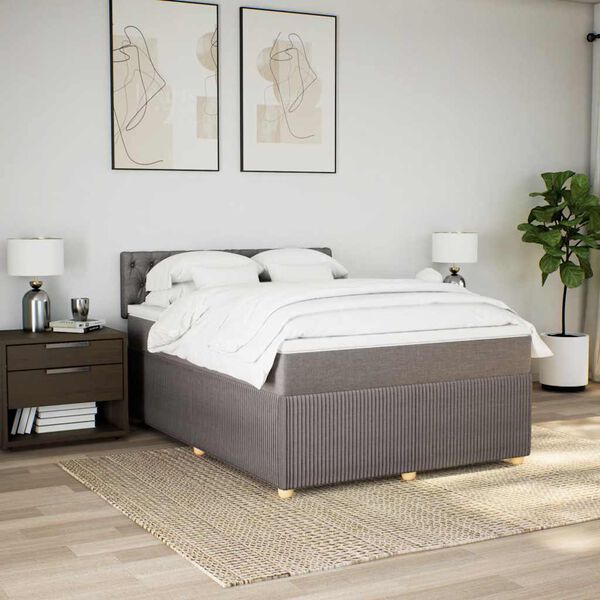 vidaXL Posteľn&yacute; r&aacute;m boxspring s matracom sivohned 160x200 cm l&aacute;tka