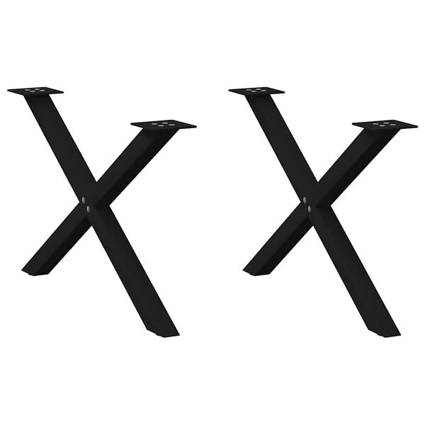 vidaXL Nohy konferenčn&eacute;ho stol&iacute;ka v tvare X, 2 ks, čierne, 70 x (42-43) cm, oceľov&eacute;