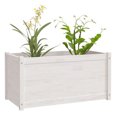 vidaXL Záhradný kvetináč biely 100x50x50 cm impregnovaná borovica