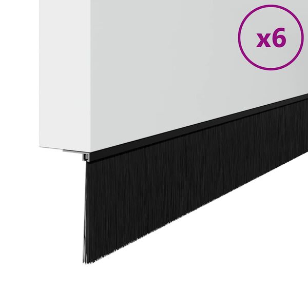 vidaXL Samolepiace tesnenia dver&iacute; s kefou 12 pcs Čierna 100 cm