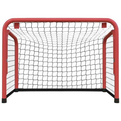 vidaXL Hokejová bránka a sieť červeno-čierna 68x32x47cm oceľ+polyester