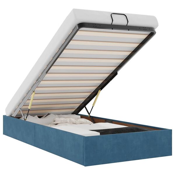 vidaXL Osmanský rám postele bez matraca tmavomodrá 100x200 cm zamat