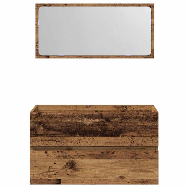 VidaXL K&uacute;peľňov&aacute; skrinka so zrkadlom Old Wood Tried Wood