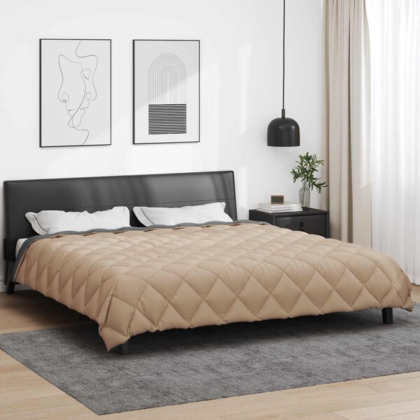 vidaXL Zimn&yacute; prehoz Antracitov&aacute; a taupe 240 x 260 cm Mikrovl&aacute;kno