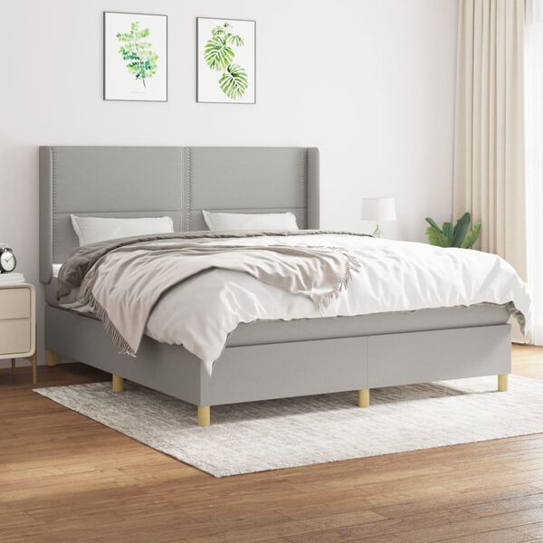 vidaXL Boxspring posteľ s matracom bledosiv&aacute; 180x200 cm l&aacute;tka