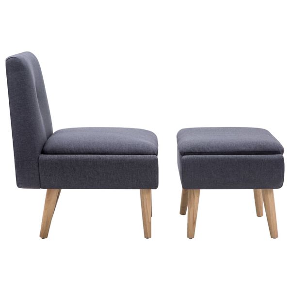 vidaXL Fotelka s podnožkou, tmavosivá, látka