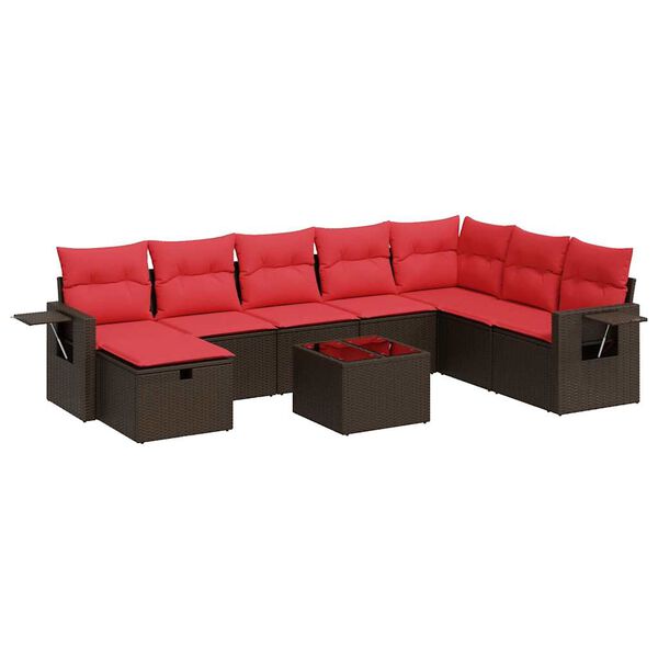 vidaXL 8-dielna z&aacute;hradn&aacute; s&uacute;prava pohoviek s vank&uacute;&scaron;mi hned&aacute; polyratan