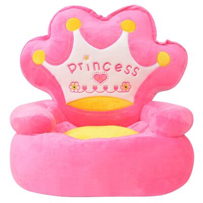 vidaXL Detské plyšové kreslo "Princess", ružové