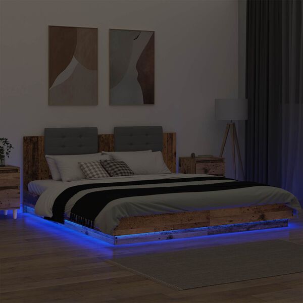 vidaXL R&aacute;m postele s čelom Star&eacute; drevo 200 x 200 cm Kompozitn&eacute; drevo