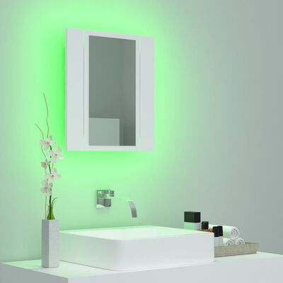 vidaXL Kúpeľňová skrinka s LED a zrkadlom, biela 40x12x45 cm, akryl