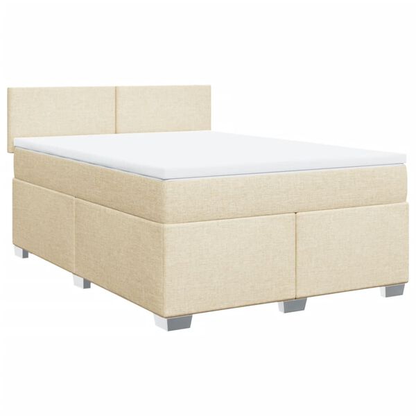 vidaXL Posteľn&yacute; r&aacute;m boxspring s matracom kr&eacute;mov&yacute; 160x200 cm l&aacute;tka
