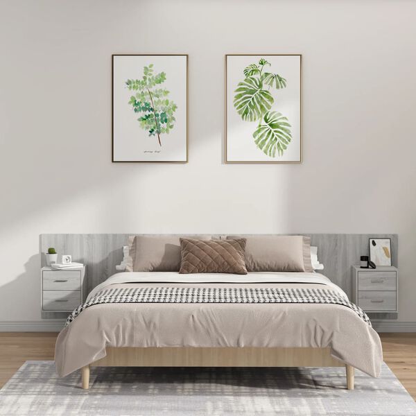 vidaXL Čelo postele so skrinkami sivý dub sonoma spracované drevo