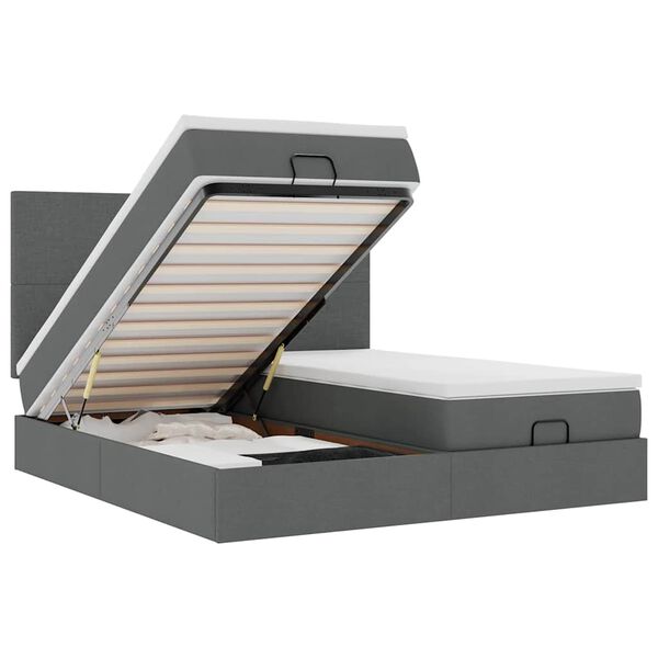 vidaXL Osmanský rám postele s matracmi tmavosivá 160x200 cm látka