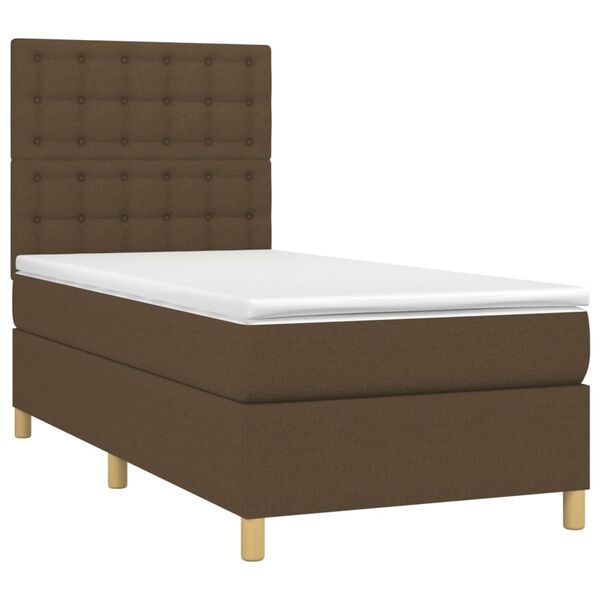 vidaXL Boxspring posteľ s matracom tmavohned&aacute; 100x200 cm l&aacute;tka