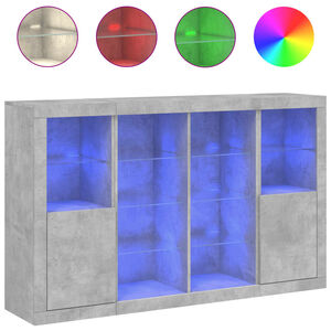 vidaXL Komody s LED svetlami 3 ks bet&oacute;novo siv&eacute; kompozitn&eacute; drevo