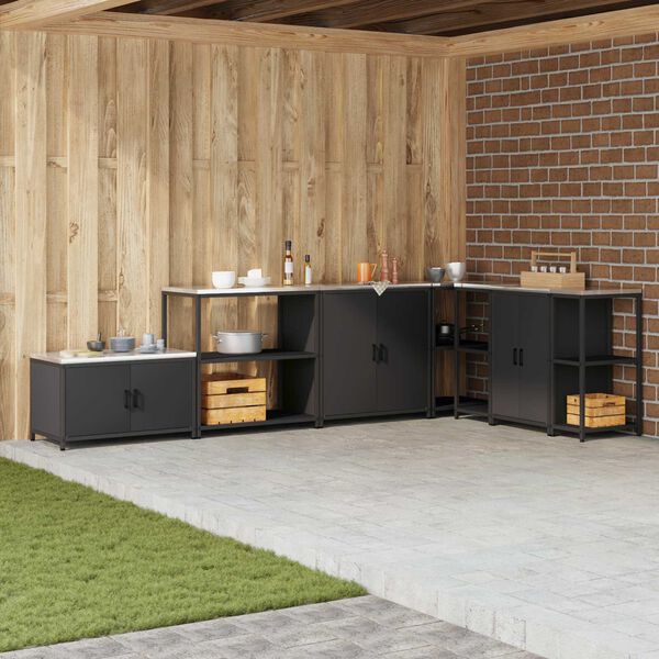 vidaXL &Uacute;ložisko v kuchyni s poličkou Čierna 60 x 50 x 92 cm Oceľ