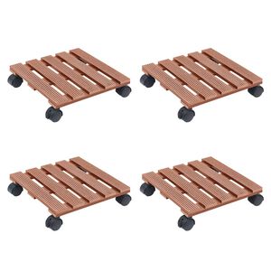 vidaXL Podstavce pod kvetin&aacute;č 4 ks hned&eacute; 30x30x7,5 cm WPC