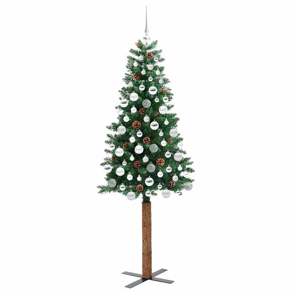 vidaXL Úzky vianočný stromček s 300 LED-i so stojanom Zelená 180 cm