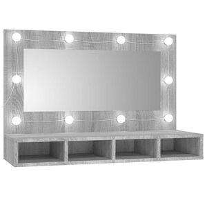 vidaXL Zrkadlov&aacute; skrinka s LED siv&yacute; dub sonoma 90x31,5x62 cm