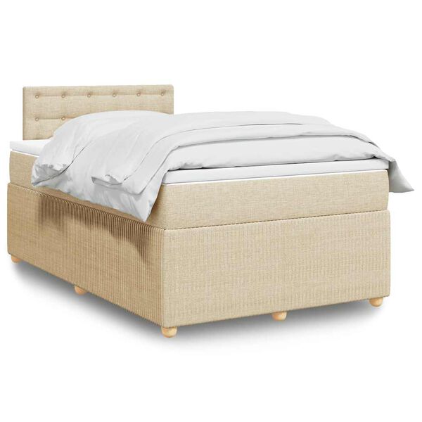 vidaXL Boxspring posteľ s matracom kr&eacute;mov&yacute; 120x200 cm l&aacute;tka