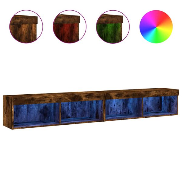 vidaXL TV skrinky s LED svetlami 2 ks dymov&yacute; dub 100x30x30 cm