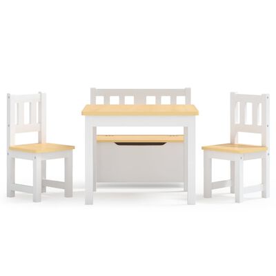 vidaXL 4-dielna sada detského stola a stoličiek, bielo béžová, MDF