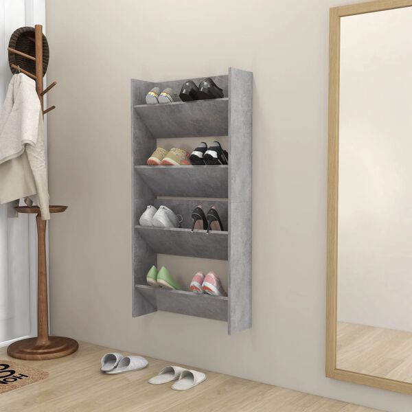 vidaXL Nástenné skrinky na topánky 2 ks, betónovo sivé 60x18x60 cm